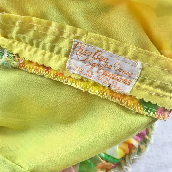 Vintage Chez Bea Square Dance Yellow Floral Dress - Picture 3 of 11